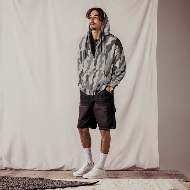Urban Diagonal Stripe CAMO Unisex Zip Hoodie