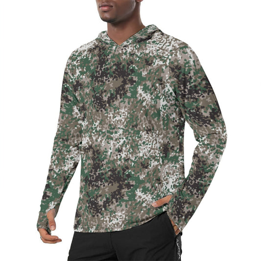 Snowtarn CAMO Mens Sunscreen Sports Hoodie With Thumb Holes - S / White