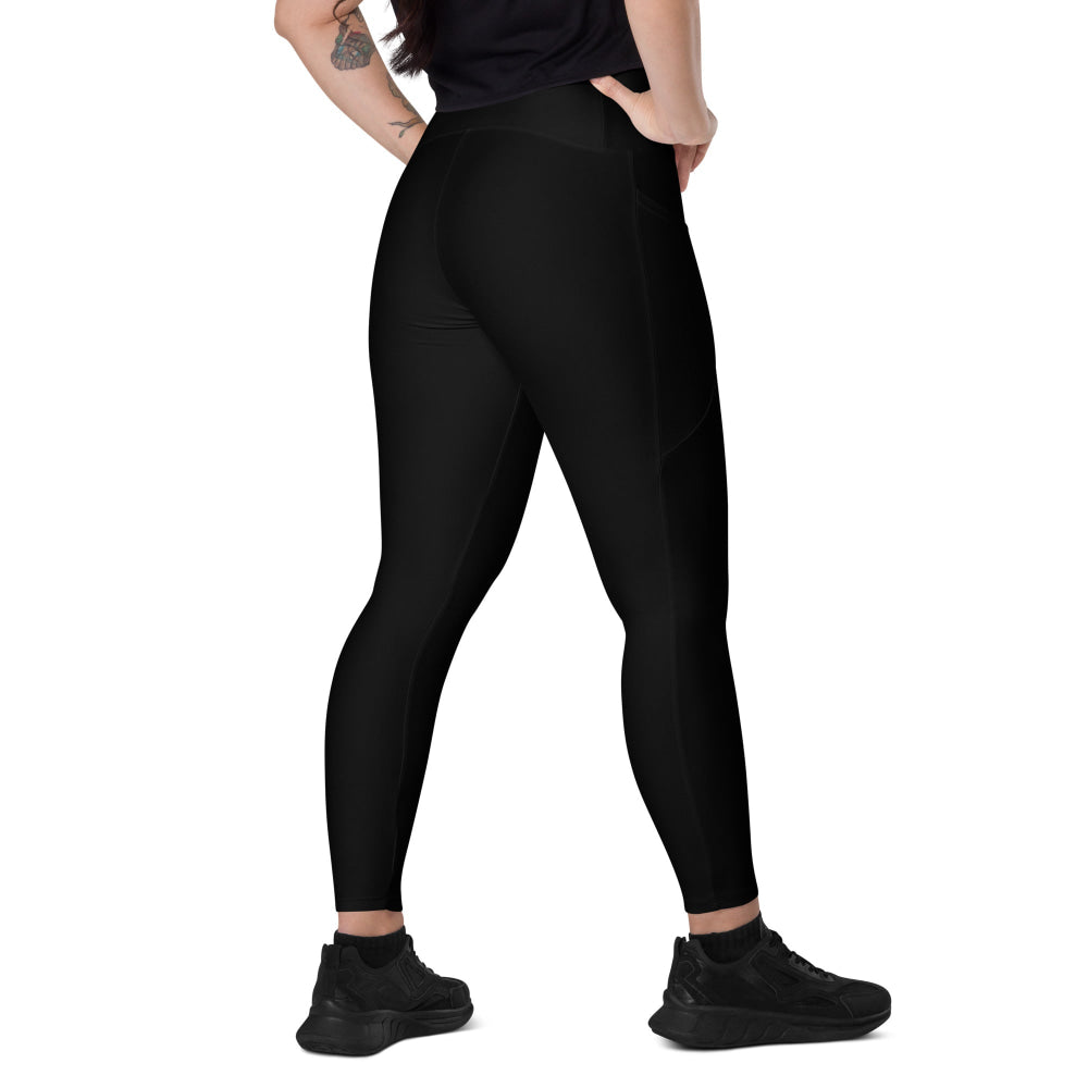 Solid Color Black Leggings with pockets - 2XS - Womens With Pockets