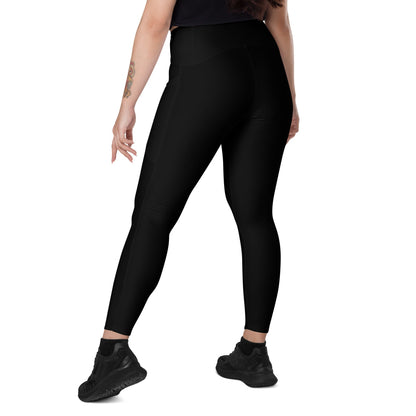 Solid Color Black Leggings with pockets - Womens With Pockets