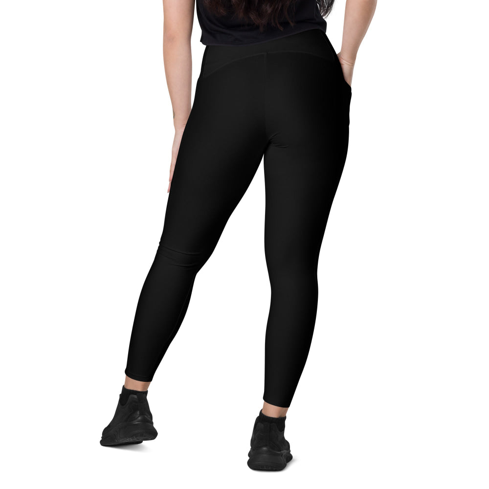 Solid Color Black Leggings with pockets - Womens With Pockets