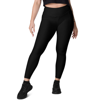 Solid Color Black Leggings with pockets - Womens With Pockets