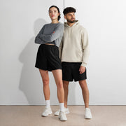 Solid Color Black Unisex Athletic Long Shorts