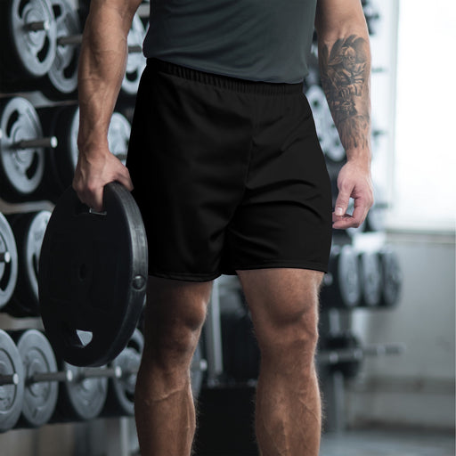Solid Color Black Unisex Athletic Long Shorts - 2XS
