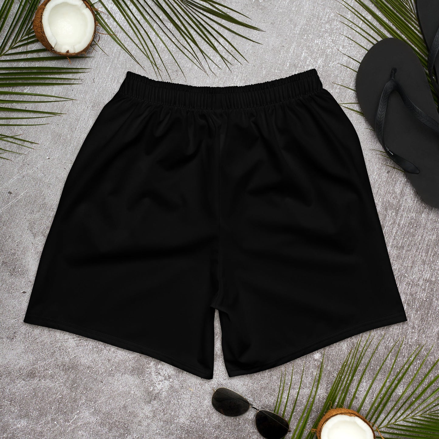 Solid Color Black Unisex Athletic Long Shorts