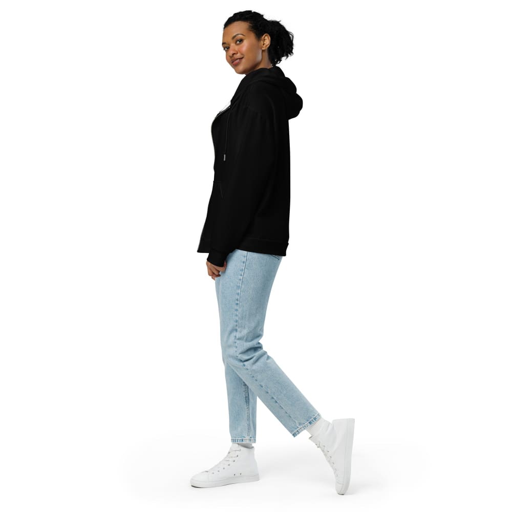 Solid Color Black Unisex zip hoodie - Unisex Zip Hoodie