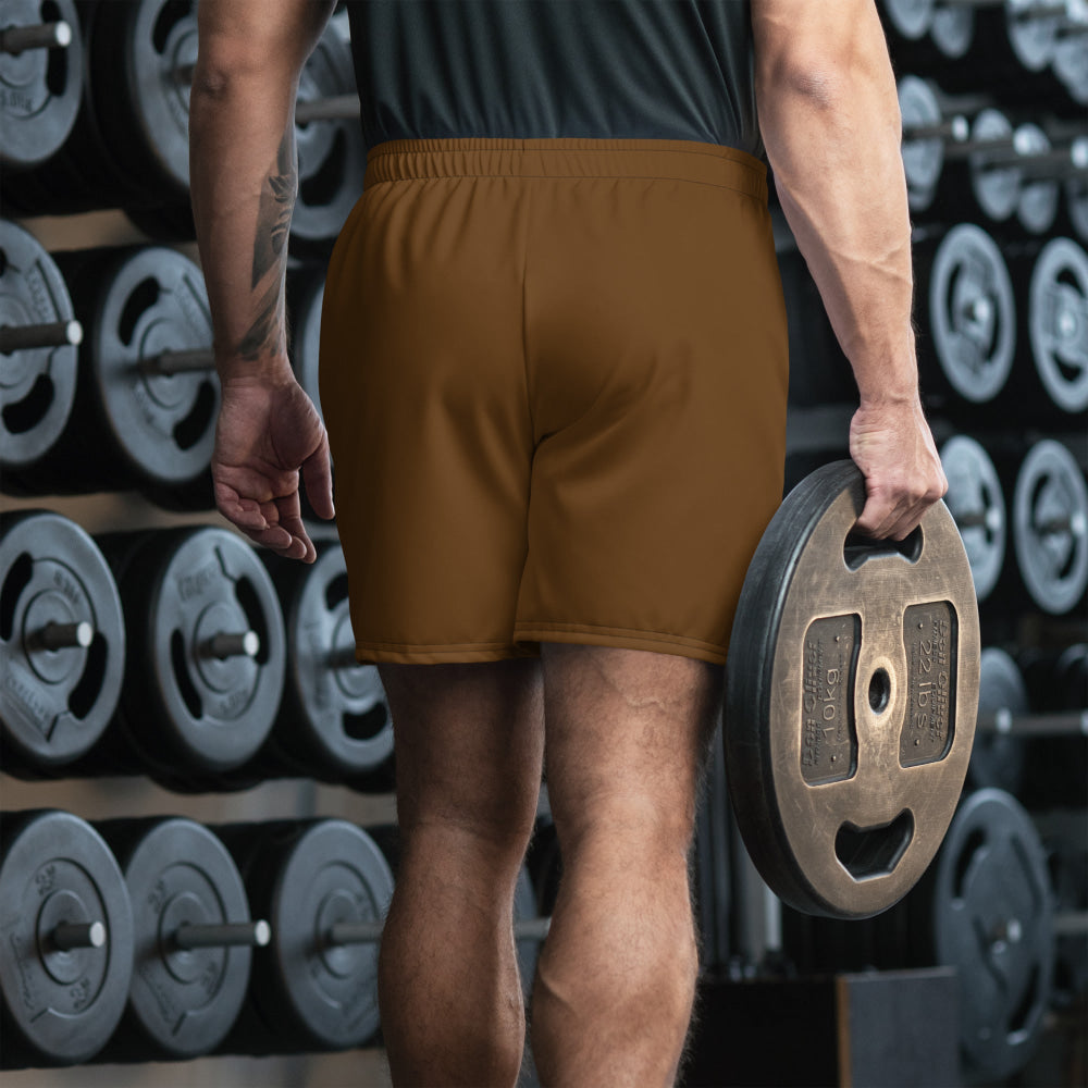 Solid Color Brown Unisex Athletic Long Shorts