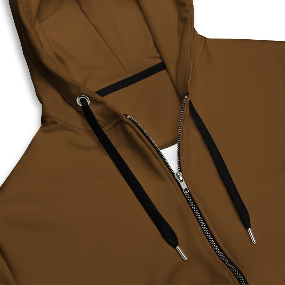 Solid Color Brown Unisex zip hoodie - Unisex Zip Hoodie