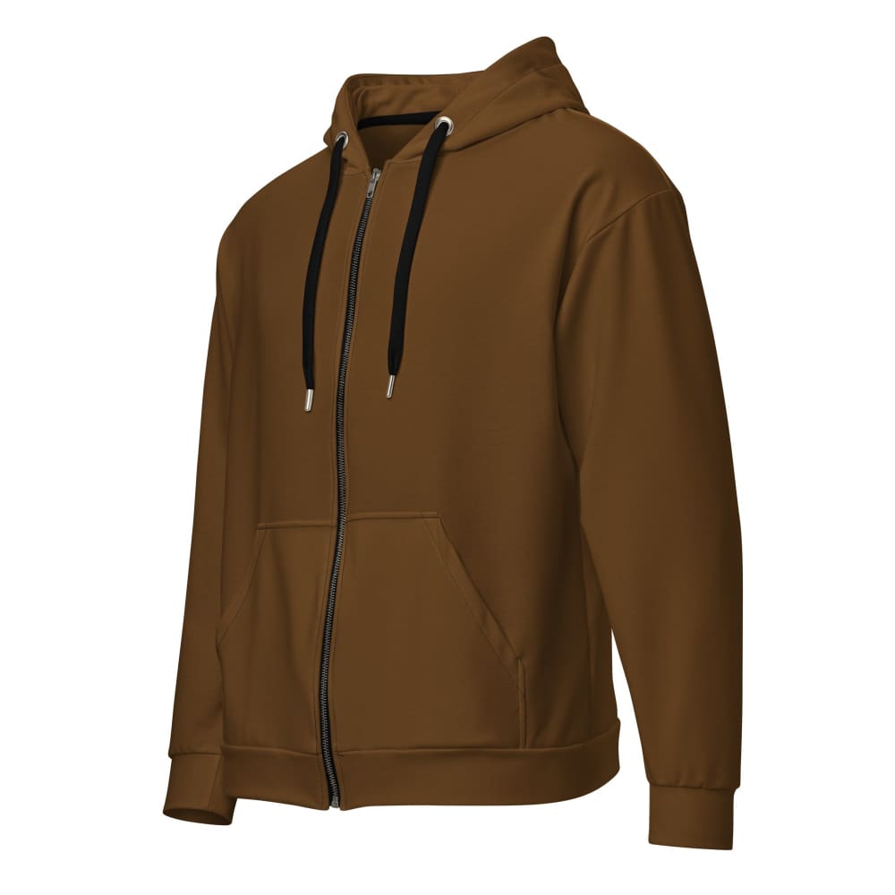 Solid Color Brown Unisex zip hoodie - 2XS - Unisex Zip Hoodie