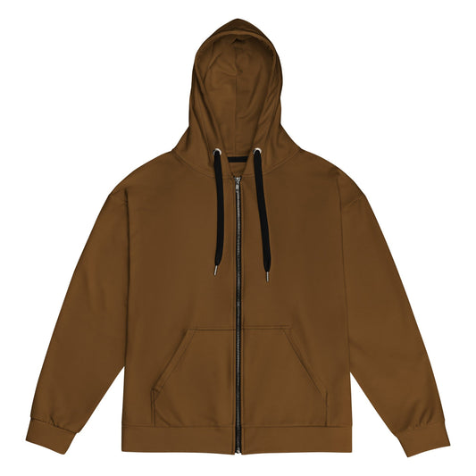 Solid Color Brown Unisex zip hoodie - Zip Hoodie