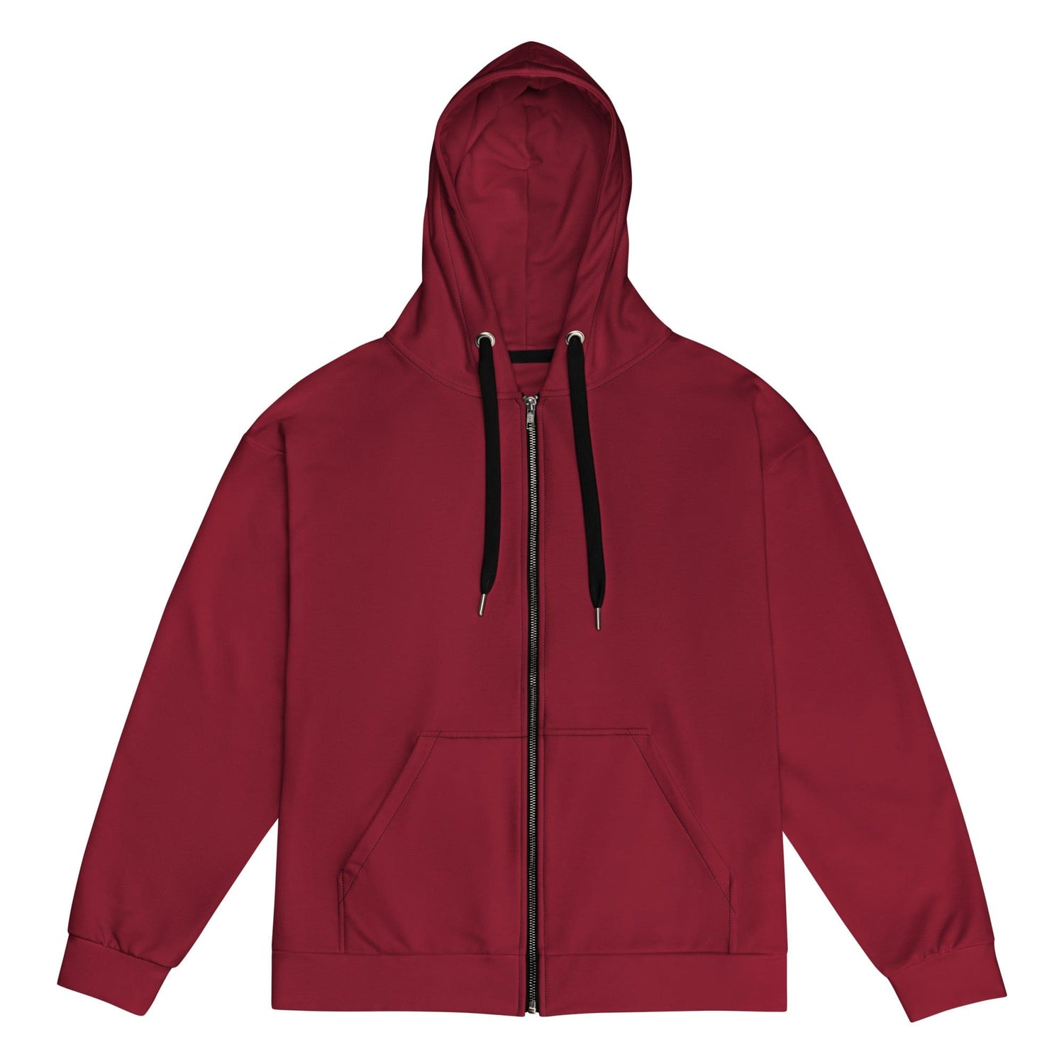 Solid Color Burgundy Unisex zip hoodie - Zip Hoodies