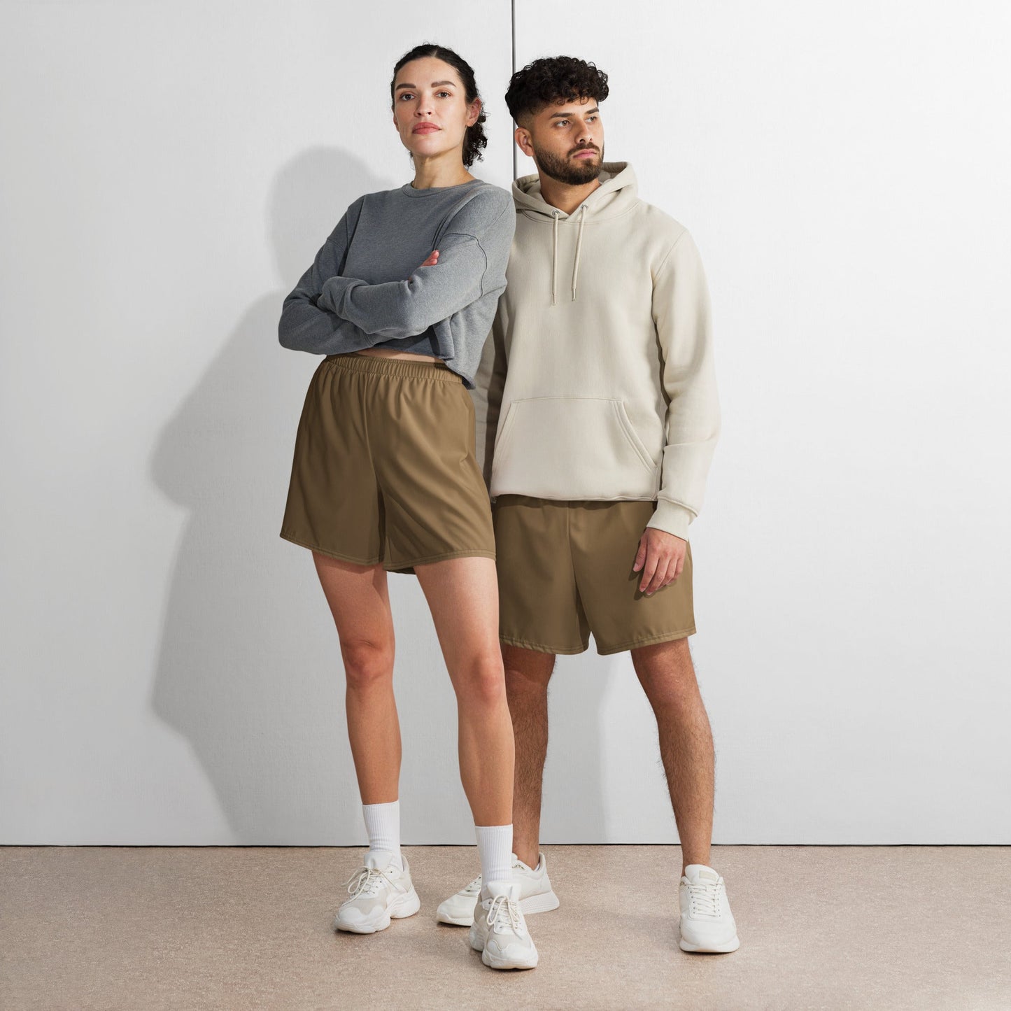 Solid Color Coyote Tan Unisex Athletic Long Shorts