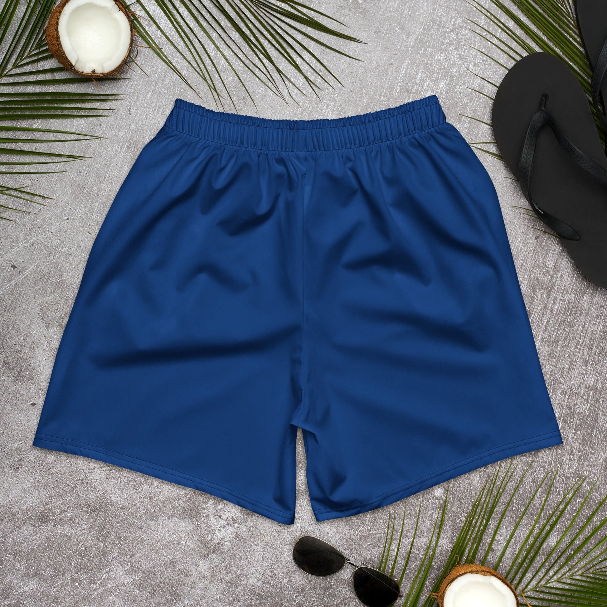 Solid Color Dark Cerulean Unisex Athletic Long Shorts