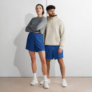 Solid Color Dark Cerulean Unisex Athletic Long Shorts