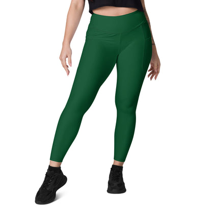 Solid Color Forest Green Leggings with pockets - Womens With Pockets