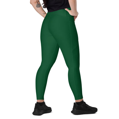 Solid Color Forest Green Leggings with pockets - 2XS - Womens With Pockets