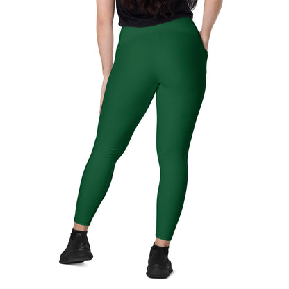 Solid Color Forest Green Leggings with pockets - Womens With Pockets