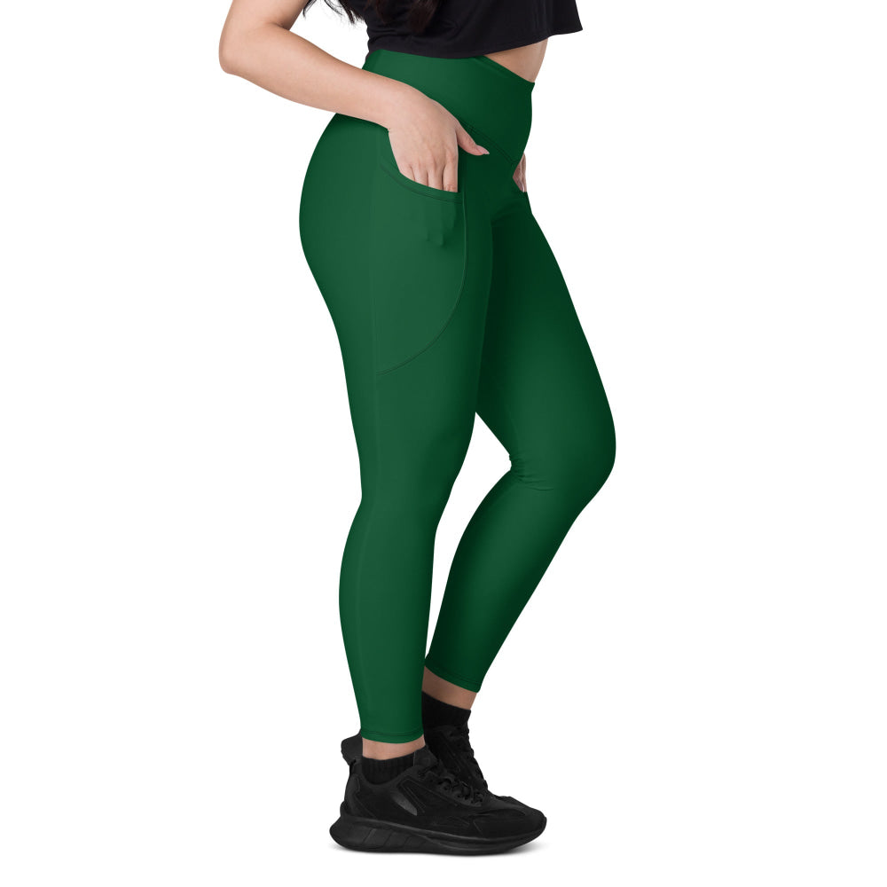 Solid Color Forest Green Leggings with pockets - Womens With Pockets