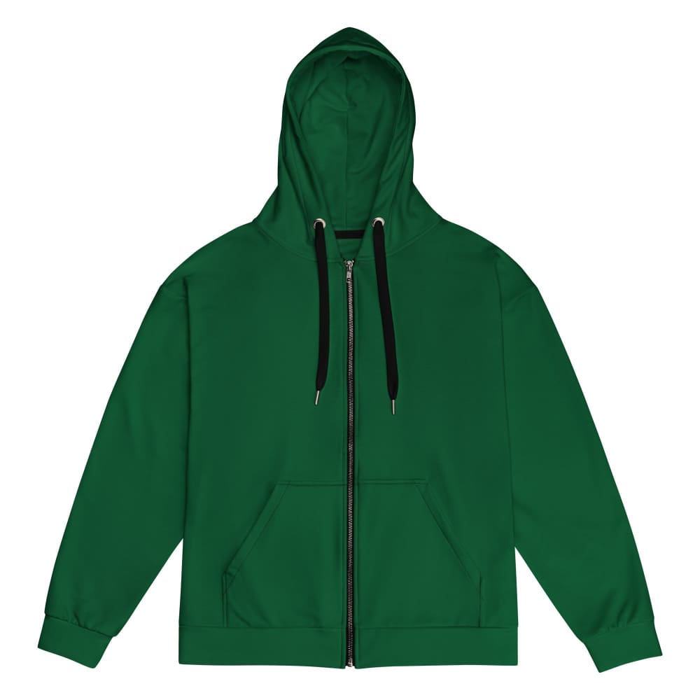 Solid Color Forest Green Unisex zip hoodie - Unisex Zip Hoodie