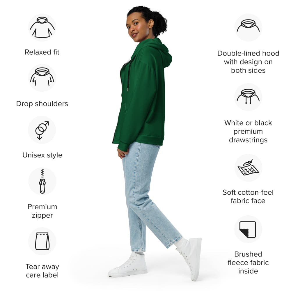 Solid Color Forest Green Unisex zip hoodie - Unisex Zip Hoodie