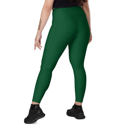 Solid Color Forest Green Women’s Leggings with pockets - Womens Leggings With Pockets