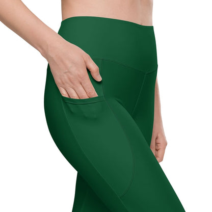 Solid Color Forest Green Women’s Leggings with pockets - Womens Leggings With Pockets
