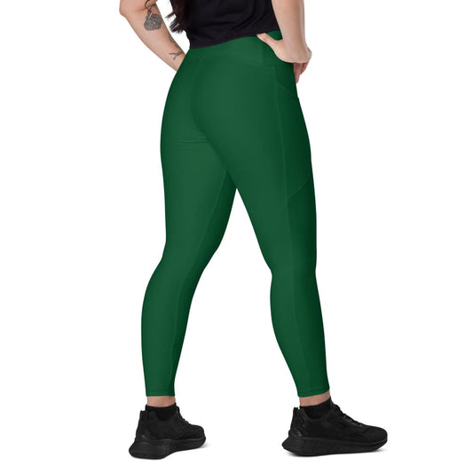 Solid Color Forest Green Women’s Leggings with pockets - 2XS - Womens Leggings With Pockets