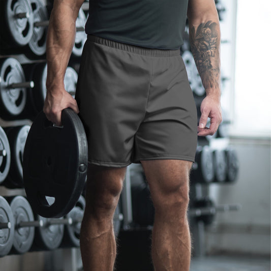 Solid Color Gray Unisex Athletic Long Shorts - 2XS