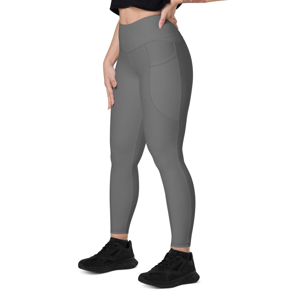 Solid Color Grey Leggings with pockets - Womens With Pockets