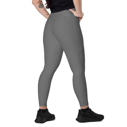 Solid Color Grey Leggings with pockets - 2XS - Womens With Pockets