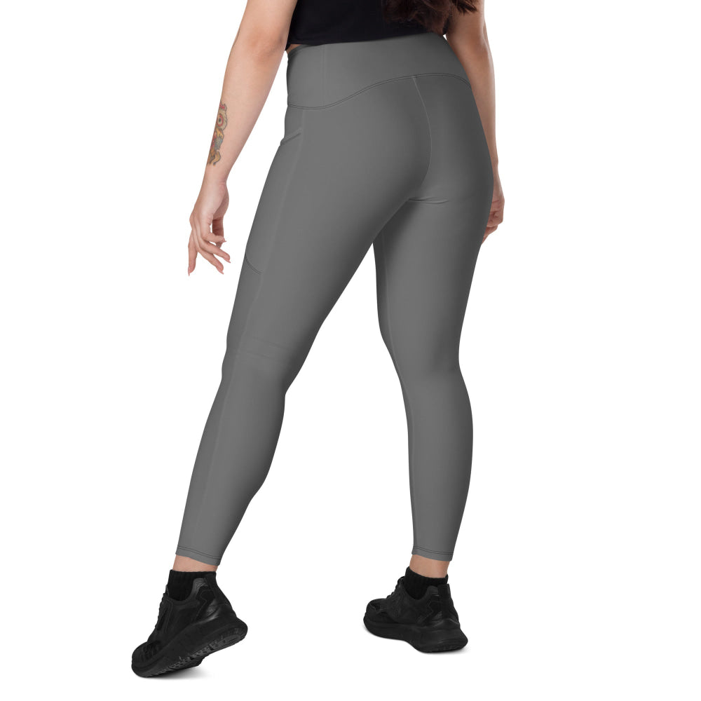 Solid Color Grey Leggings with pockets - Womens With Pockets