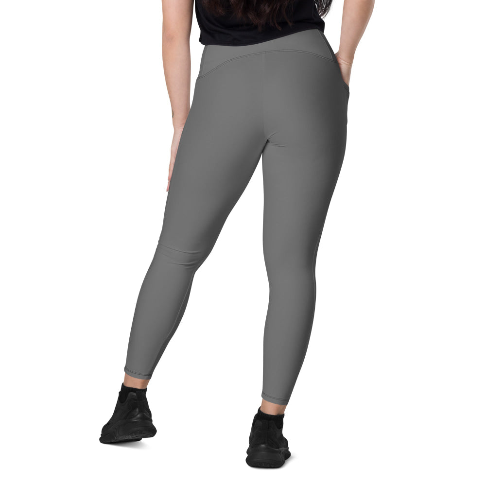 Solid Color Grey Leggings with pockets - Womens With Pockets