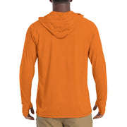 Solid Color Hunter Orange Mens Sunscreen Sports Hoodie With Thumb Holes