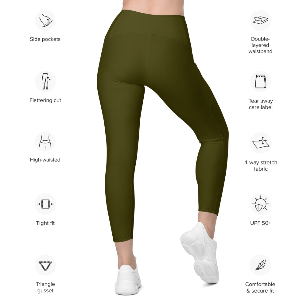 Solid Color Karaka Leggings with pockets - Womens With Pockets