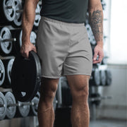 Solid Color Light Gray Unisex Athletic Long Shorts - 2XS