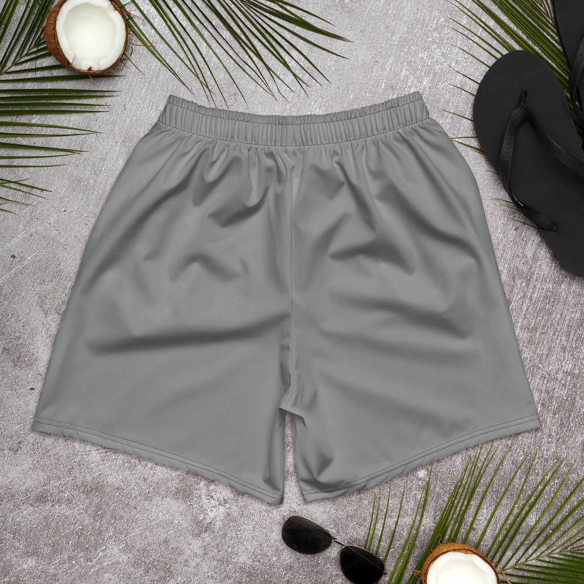 Solid Color Light Gray Unisex Athletic Long Shorts