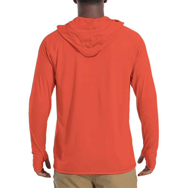 Solid Color NASA Orange Mens Sunscreen Sports Hoodie With Thumb Holes