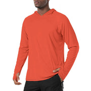 Solid Color NASA Orange Mens Sunscreen Sports Hoodie With Thumb Holes - S / White