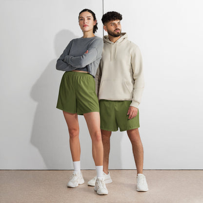 Solid Color Olive Drab Unisex Athletic Long Shorts