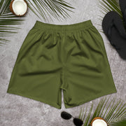 Solid Color Olive Drab Unisex Athletic Long Shorts