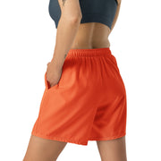 Solid Color Outrageous Orange Unisex Athletic Long Shorts