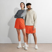 Solid Color Outrageous Orange Unisex Athletic Long Shorts