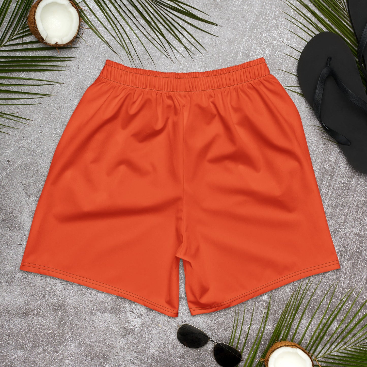 Solid Color Outrageous Orange Unisex Athletic Long Shorts