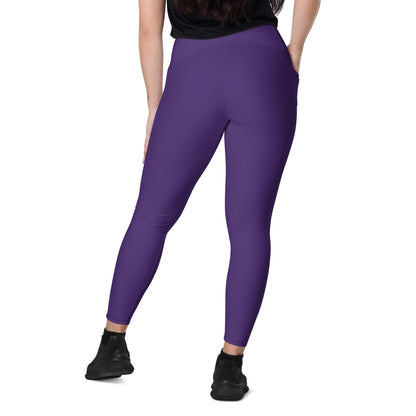 Solid Color Purple Leggings with pockets - Womens With Pockets