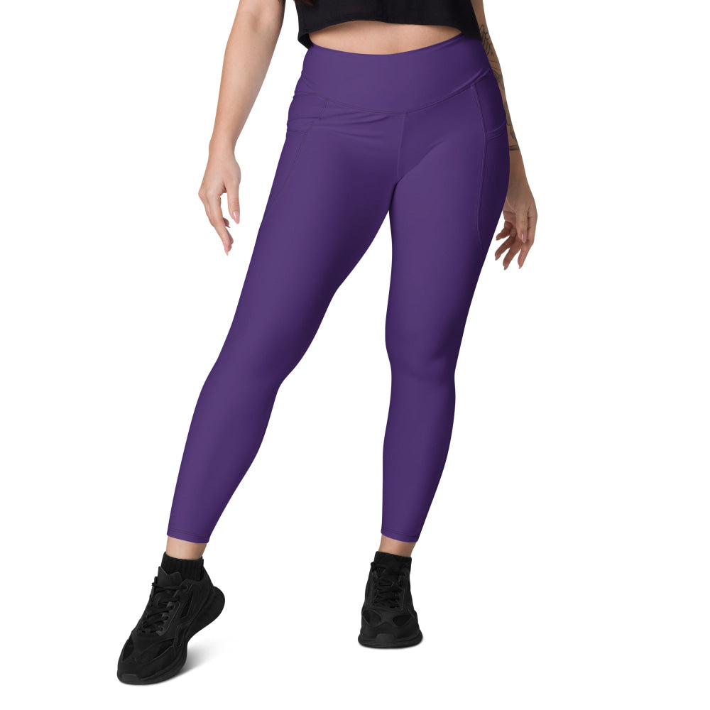 Solid Color Purple Leggings with pockets - Womens With Pockets