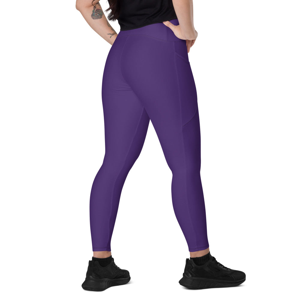 Solid Color Purple Leggings with pockets - 2XS - Womens With Pockets