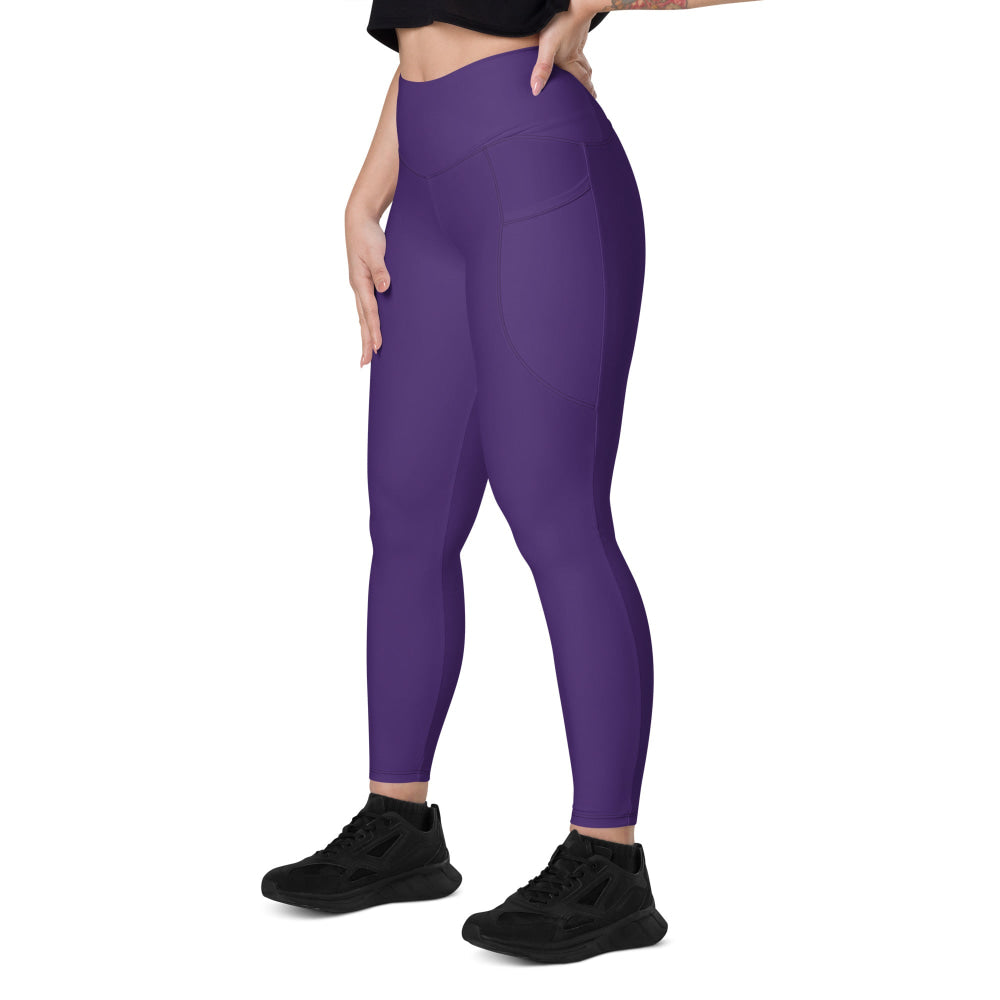 Solid Color Purple Leggings with pockets - Womens With Pockets