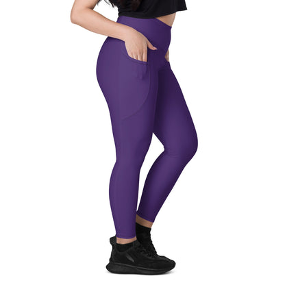 Solid Color Purple Leggings with pockets - Womens With Pockets