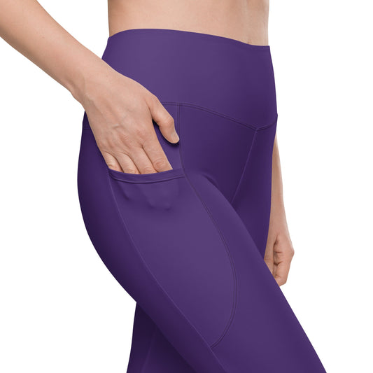 Solid Color Purple Leggings with pockets - Womens With Pockets