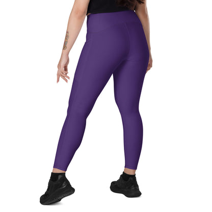 Solid Color Purple Leggings with pockets - Womens With Pockets